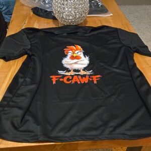 Black Graphic Tee with Rooster Design